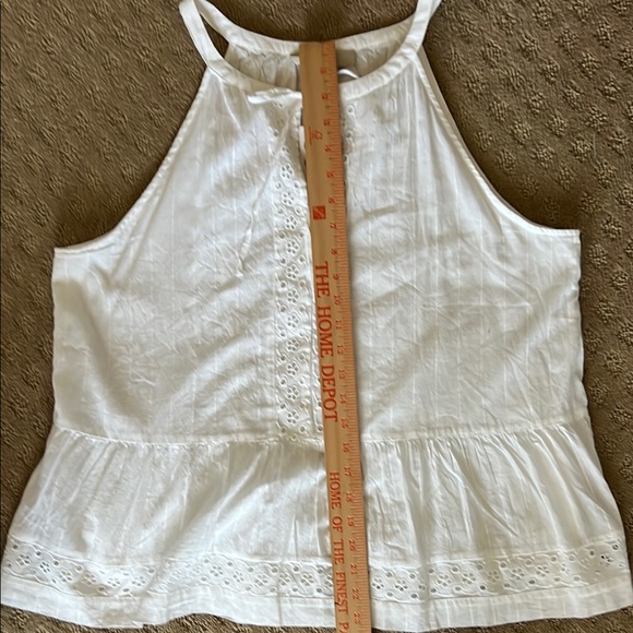 NWT Loft White Eyelet Halter Peplum Ruffle Tank - Picture 9 of 9
